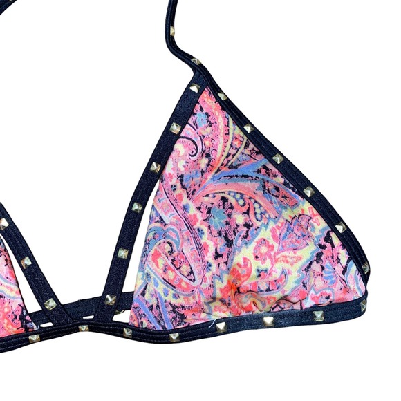 Victoria's Secret Paisley Embellished Studded Bikini Swim Top Women's Size Small - Picture 4 of 5